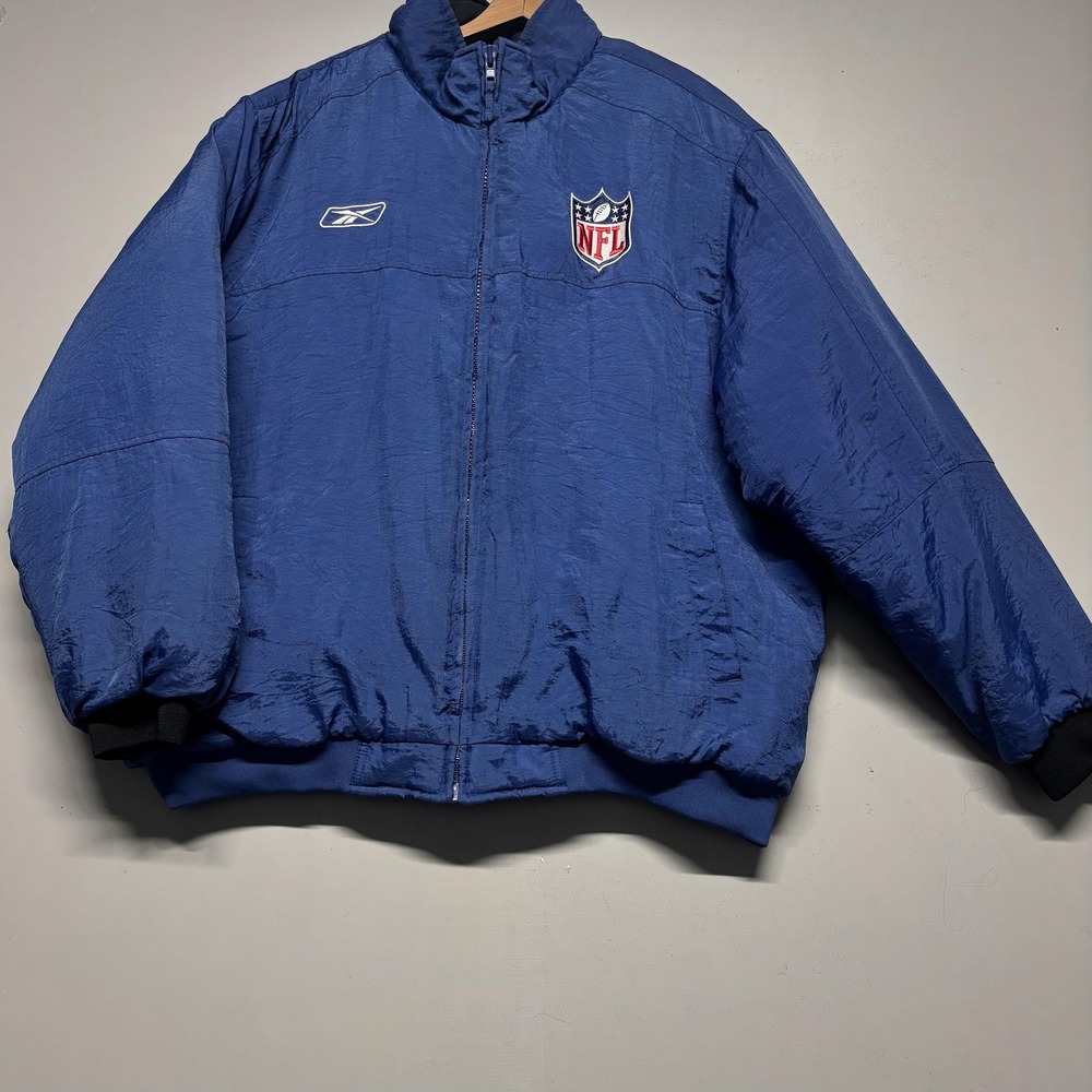 NFL Jacket Mens XL Blue Onfield Puffer Coat Football Reebok Quilted Nylon Winter